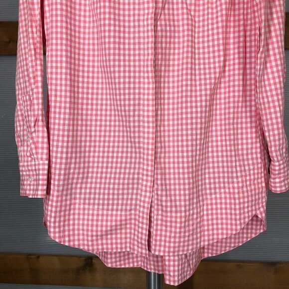 TYLER Boe Sherri Blossom Pink White Gingham Button Down Tunic Longer Blouse Sz 4 - Picture 5 of 11